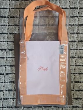 PINK By Victoria's Secret SEQUIN CANVAS TOTE Pink Orange DOG ZIPPER MSRP $64.95